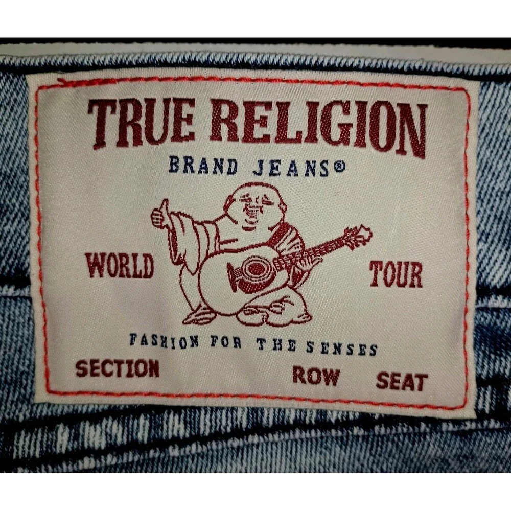 TRUE  RELIGION Light Wash Denim Cotton Relaxed Straight Flap Jeans (XP0053) NEW